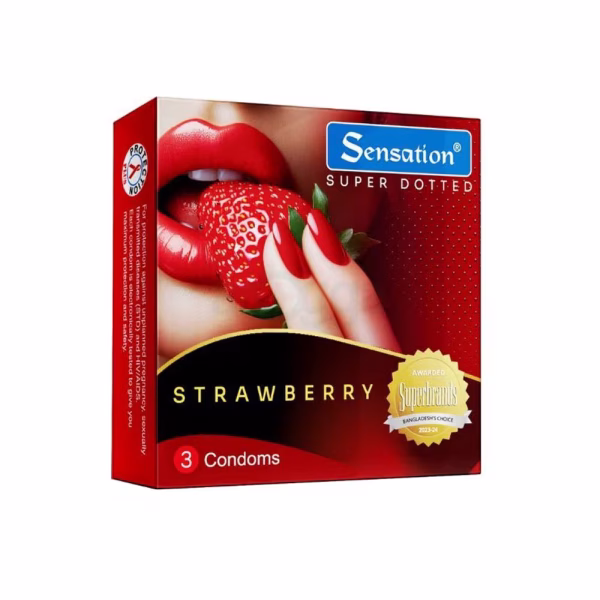 Sensation Super Dotted Scented Strawberry Condom 3pcs Pack